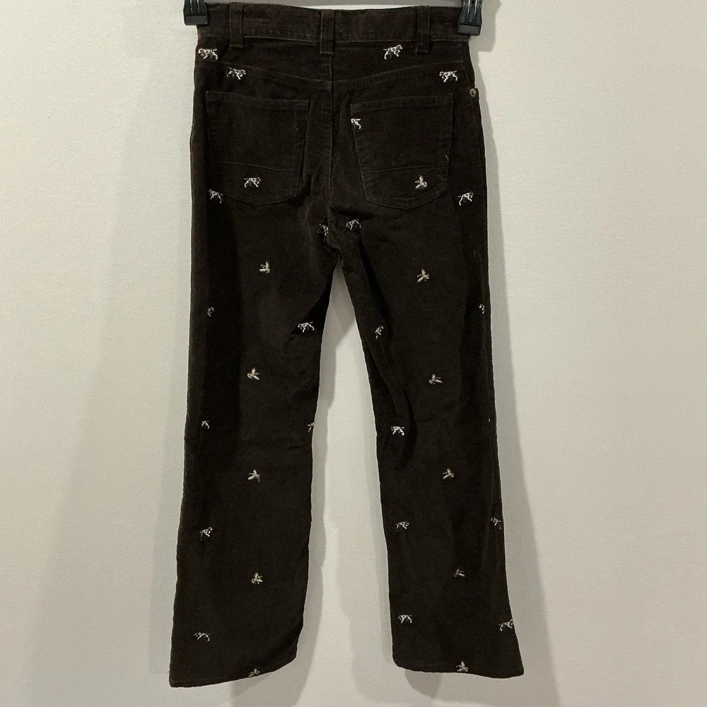 Crewcuts J.Crew Kids‎ Corduroy Pants Sz 10 Brown Embroidered Ducks Dogs Hunting